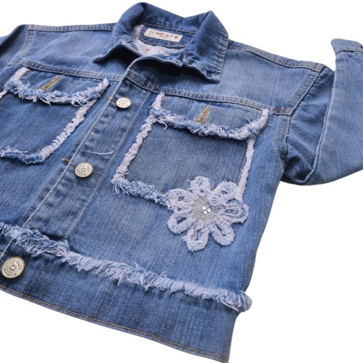 CASACA FLORES S/CAP JEANS NIÑA