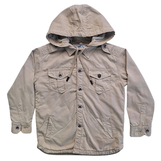 ABRIGO CON CAPUCHA PARA NIÑO-DRILL BEIGE