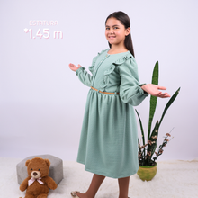 VESTIDO VERDE MANGA LARGA CORDUROY NIÑA