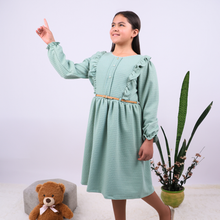 VESTIDO VERDE MANGA LARGA CORDUROY NIÑA