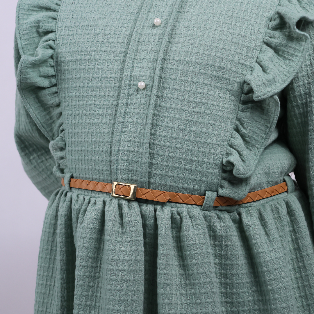 VESTIDO VERDE MANGA LARGA CORDUROY NIÑA