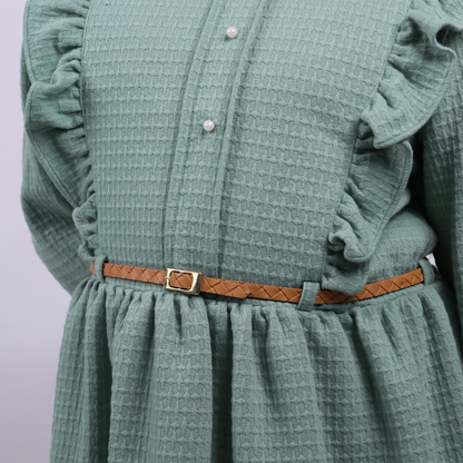 VESTIDO VERDE MANGA LARGA CORDUROY NIÑA