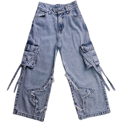 PANTALON ESTRELLA PALAZO JEANS NIÑA