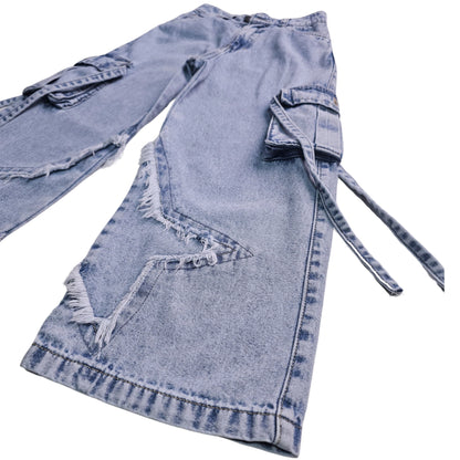 PANTALON ESTRELLA PALAZO JEANS NIÑA