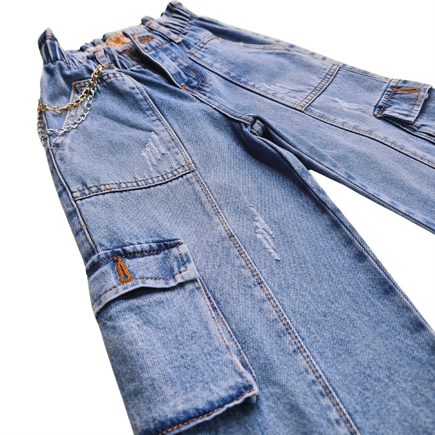 PANTALON CARGO PALAZZO JEAN NIÑA