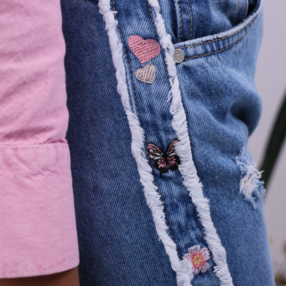 PANTALON PALAZZO FLORES BORDADAS