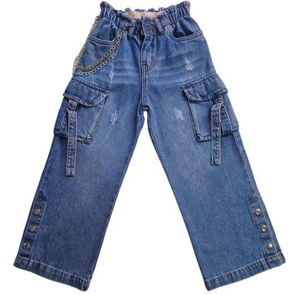 PANTALON CARGO PALAZO JEANS NIÑA